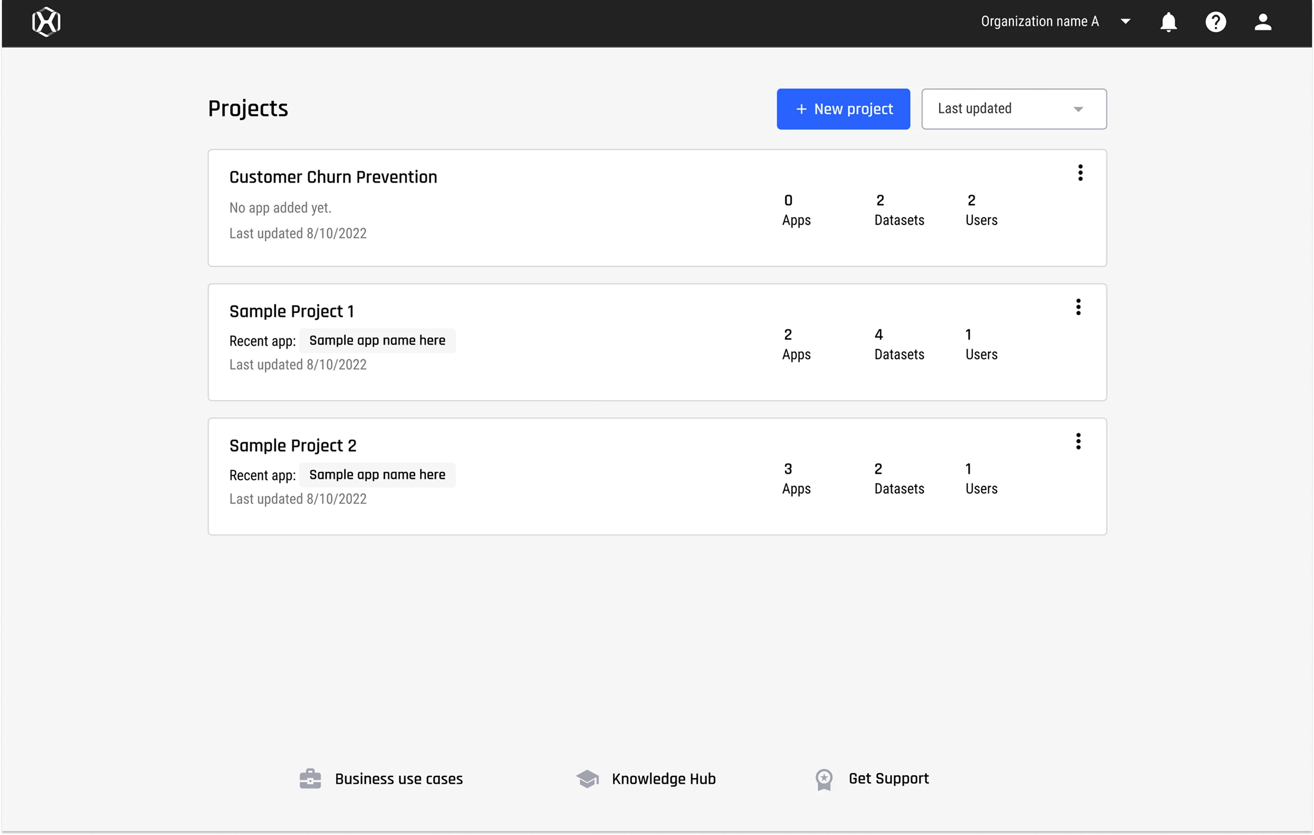 Projects List — Wireframe