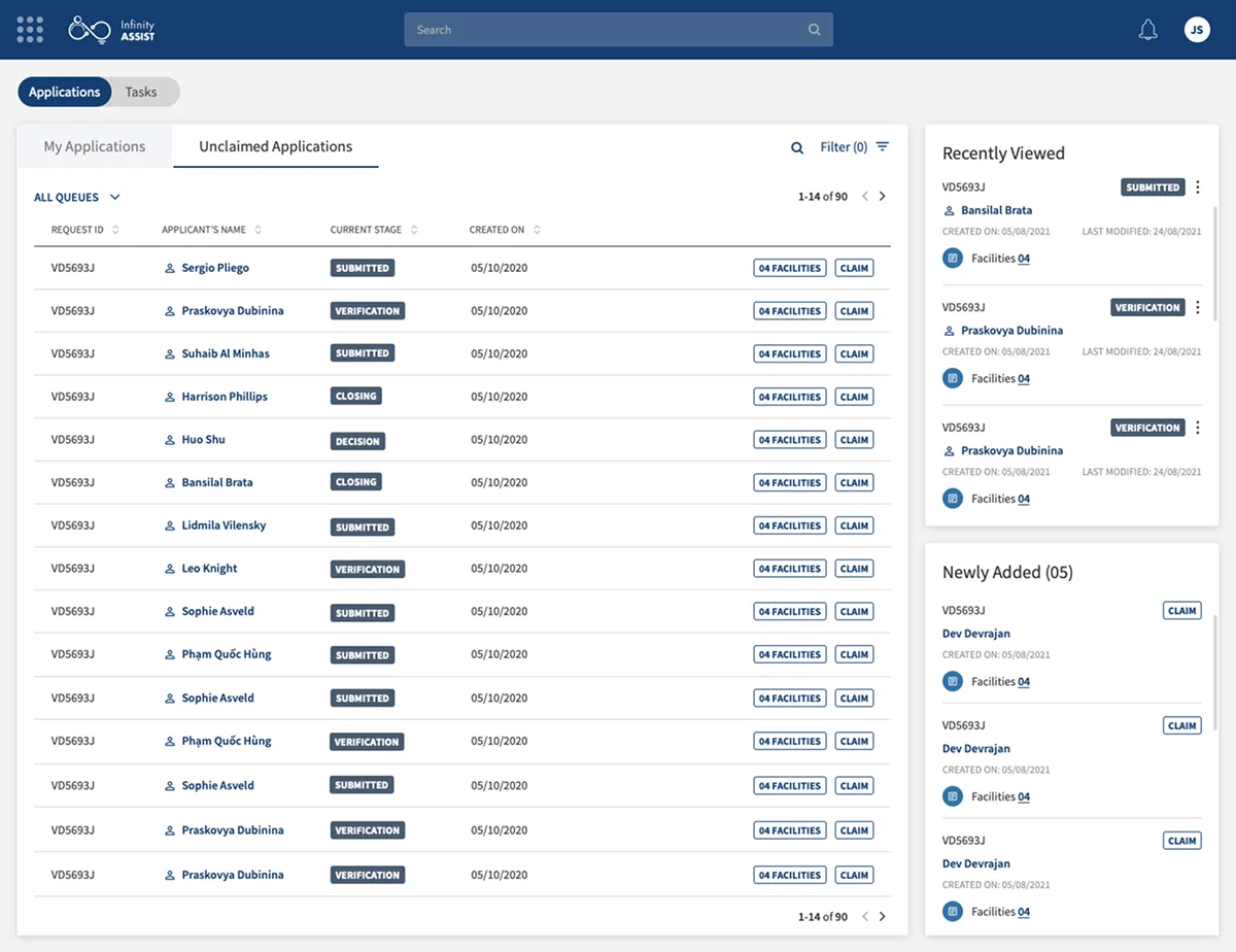 Applications — Recently Visited & Newly Added