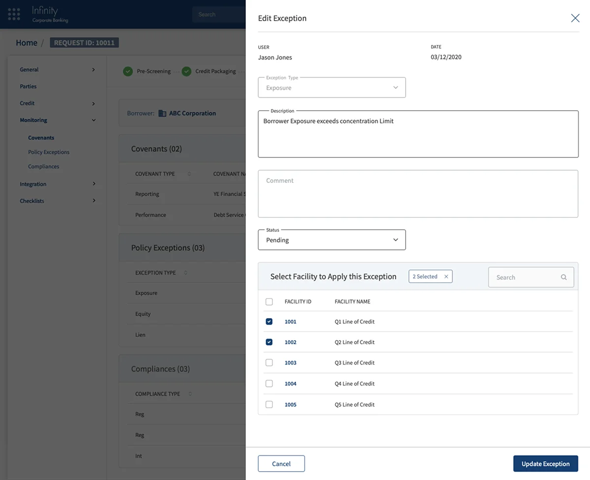 Exception Management — Overlay Panel