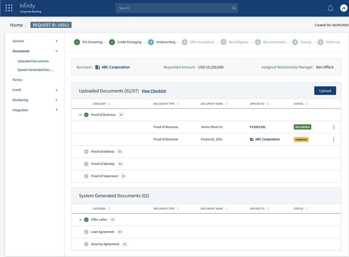 Final UI of documents section